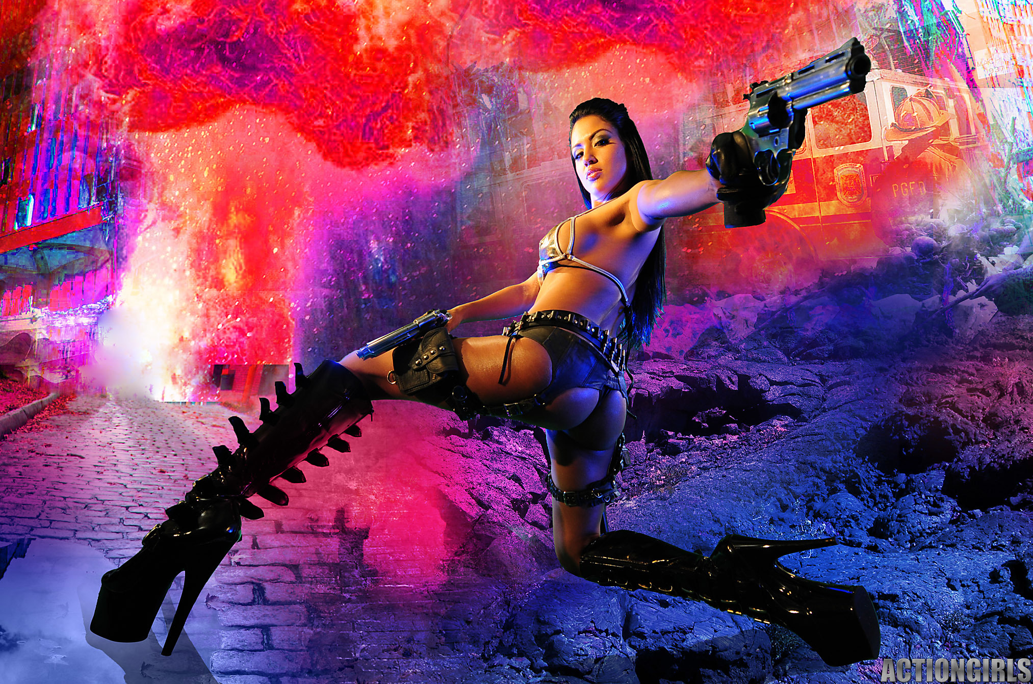 brunette gun girl — 32